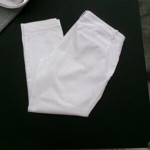 Ralph Lauren Pure White Straight Leg Cropped Ankle Pants Size 12 Stretch